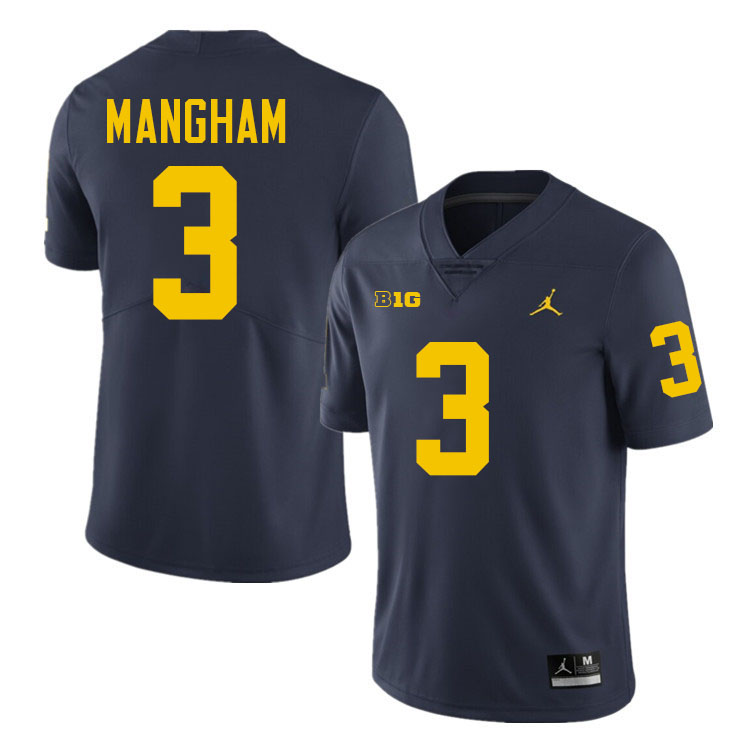 Jaden Mangham Michigan Jersey,Michigan Wolverines #3 Jaden Mangham College Football Jersey Youth-Navy